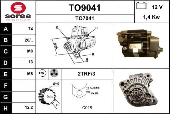 SNRA TO9041 - Motorino d'avviamento autozon.pro