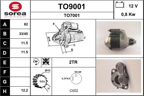 SNRA TO9001 - Motorino d'avviamento autozon.pro