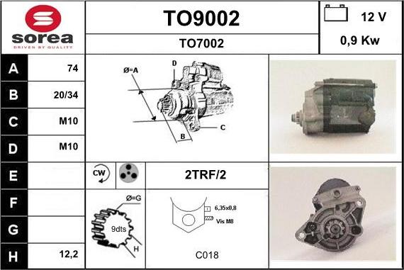 SNRA TO9002 - Motorino d'avviamento autozon.pro