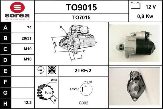 SNRA TO9015 - Motorino d'avviamento autozon.pro