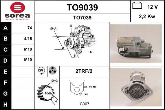 SNRA TO9039 - Motorino d'avviamento autozon.pro