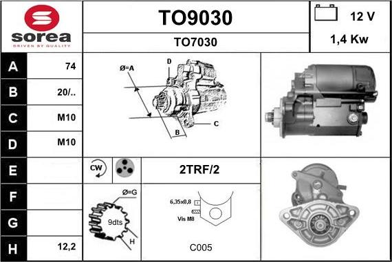 SNRA TO9030 - Motorino d'avviamento autozon.pro