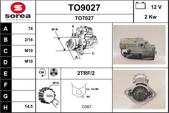 SNRA TO9027 - Motorino d'avviamento autozon.pro