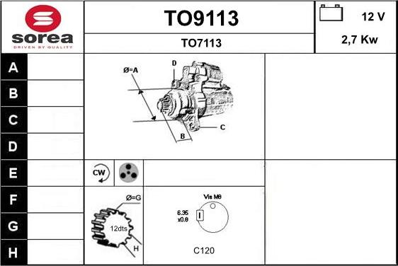 SNRA TO9113 - Motorino d'avviamento autozon.pro