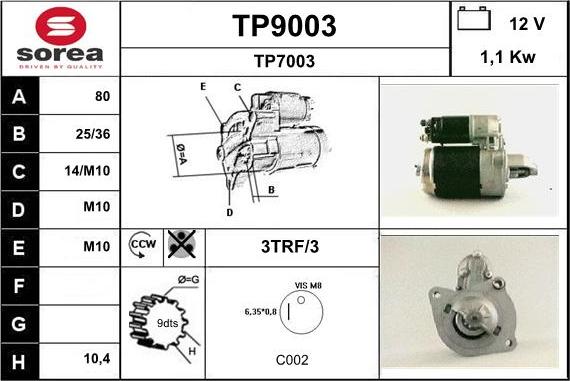 SNRA TP9003 - Motorino d'avviamento autozon.pro