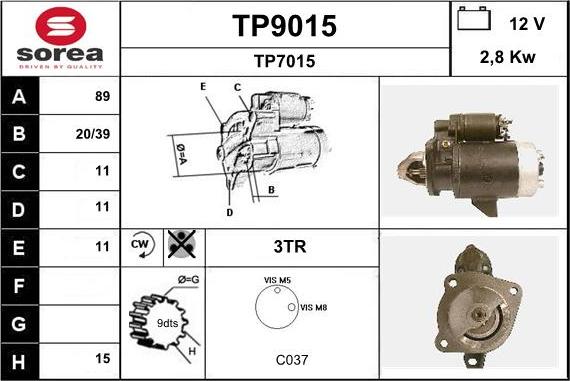 SNRA TP9015 - Motorino d'avviamento autozon.pro