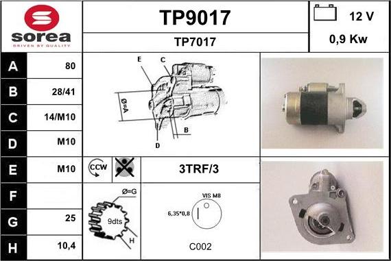 SNRA TP9017 - Motorino d'avviamento autozon.pro