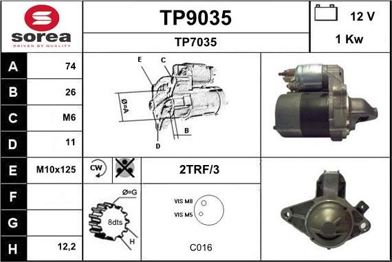 SNRA TP9035 - Motorino d'avviamento autozon.pro