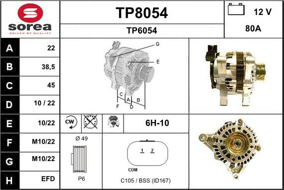 SNRA TP8054 - Alternatore autozon.pro