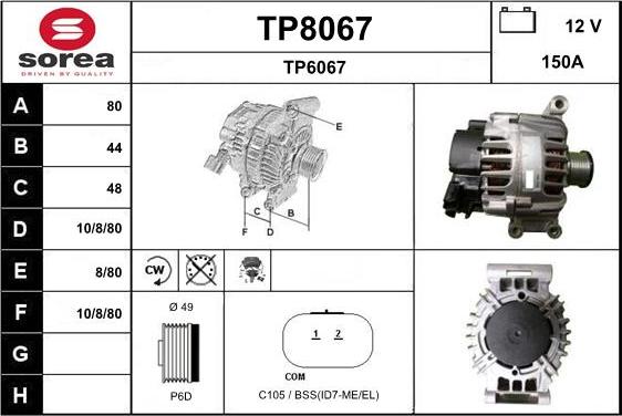 SNRA TP8067 - Alternatore autozon.pro