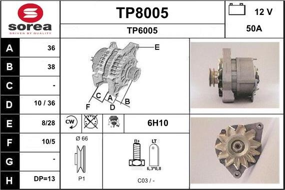 SNRA TP8005 - Alternatore autozon.pro