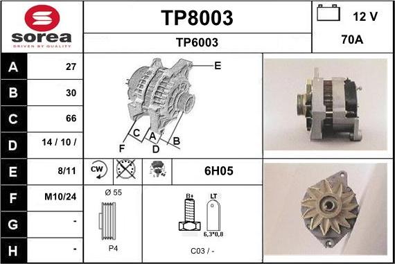 SNRA TP8003 - Alternatore autozon.pro