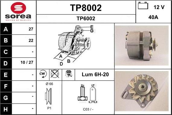 SNRA TP8002 - Alternatore autozon.pro