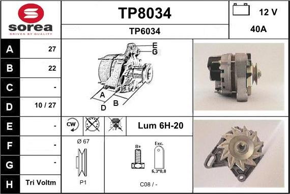 SNRA TP8034 - Alternatore autozon.pro