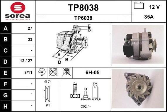 SNRA TP8038 - Alternatore autozon.pro