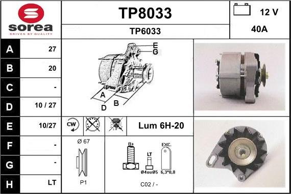 SNRA TP8033 - Alternatore autozon.pro