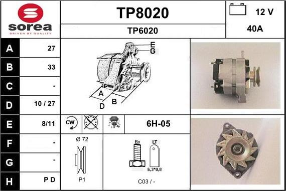 SNRA TP8020 - Alternatore autozon.pro