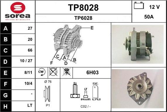 SNRA TP8028 - Alternatore autozon.pro