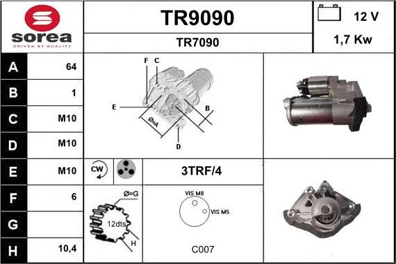 SNRA TR9090 - Motorino d'avviamento autozon.pro