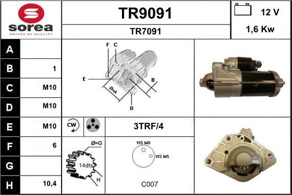 SNRA TR9091 - Motorino d'avviamento autozon.pro