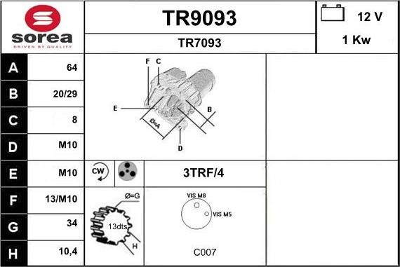 SNRA TR9093 - Motorino d'avviamento autozon.pro