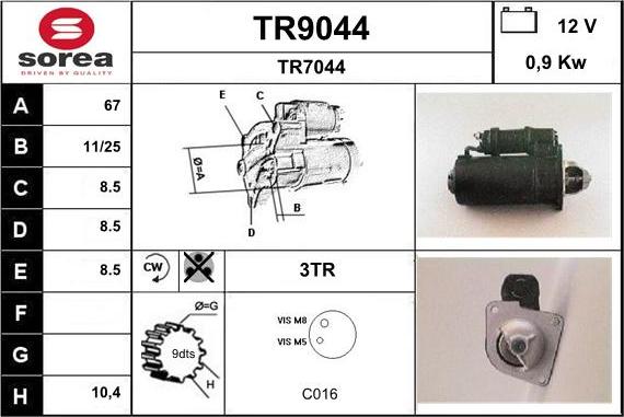 SNRA TR9044 - Motorino d'avviamento autozon.pro