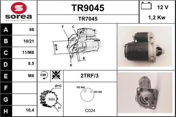 SNRA TR9045 - Motorino d'avviamento autozon.pro