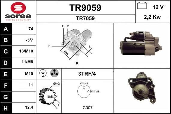 SNRA TR9059 - Motorino d'avviamento autozon.pro