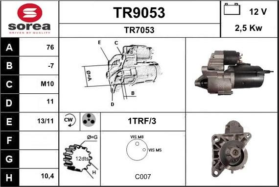 SNRA TR9053 - Motorino d'avviamento autozon.pro