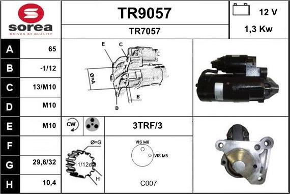 SNRA TR9057 - Motorino d'avviamento autozon.pro