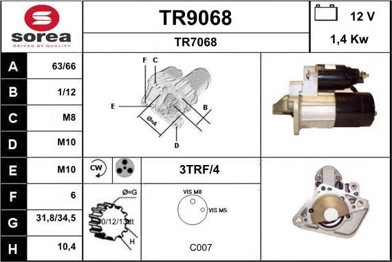 SNRA TR9068 - Motorino d'avviamento autozon.pro