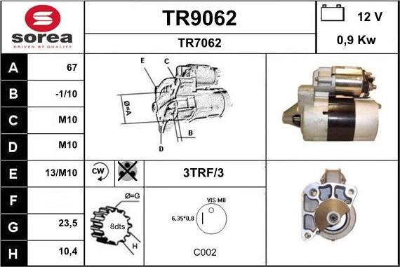 SNRA TR9062 - Motorino d'avviamento autozon.pro