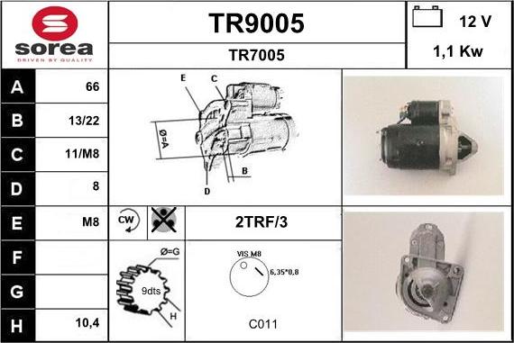 SNRA TR9005 - Motorino d'avviamento autozon.pro