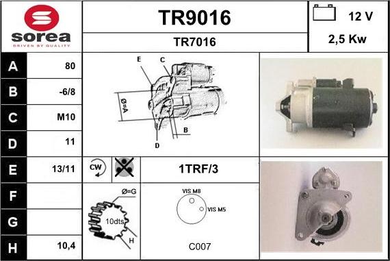 SNRA TR9016 - Motorino d'avviamento autozon.pro