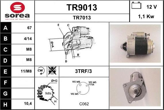 SNRA TR9013 - Motorino d'avviamento autozon.pro