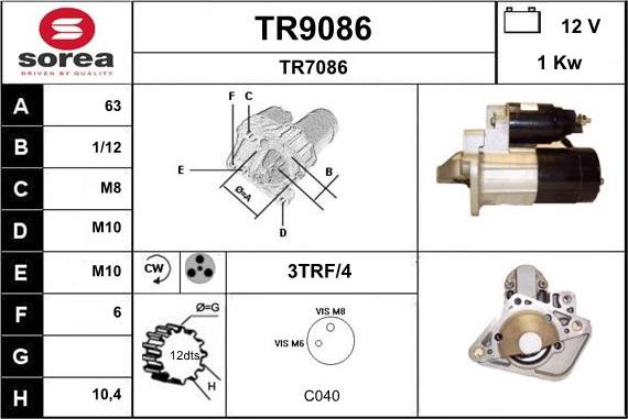 SNRA TR9086 - Motorino d'avviamento autozon.pro