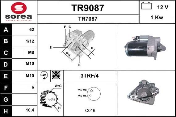 SNRA TR9087 - Motorino d'avviamento autozon.pro