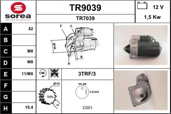 SNRA TR9039 - Motorino d'avviamento autozon.pro