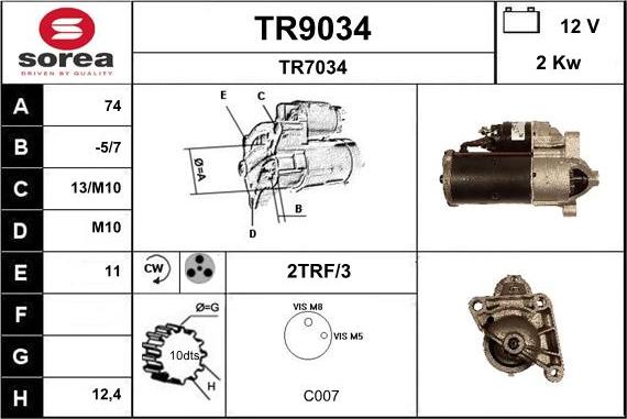 SNRA TR9034 - Motorino d'avviamento autozon.pro