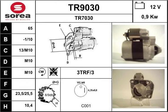 SNRA TR9030 - Motorino d'avviamento autozon.pro