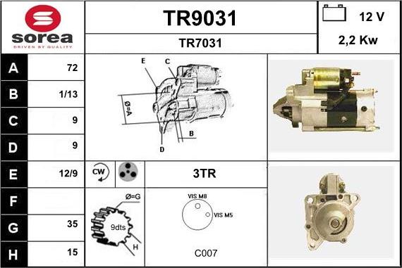 SNRA TR9031 - Motorino d'avviamento autozon.pro