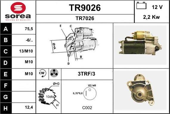 SNRA TR9026 - Motorino d'avviamento autozon.pro