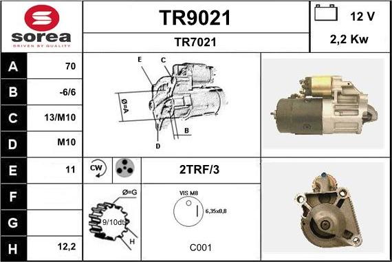 SNRA TR9021 - Motorino d'avviamento autozon.pro