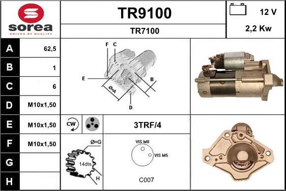 SNRA TR9100 - Motorino d'avviamento autozon.pro