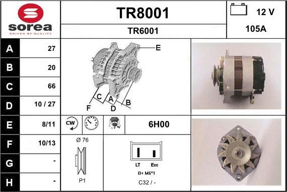 SNRA TR8001 - Alternatore autozon.pro