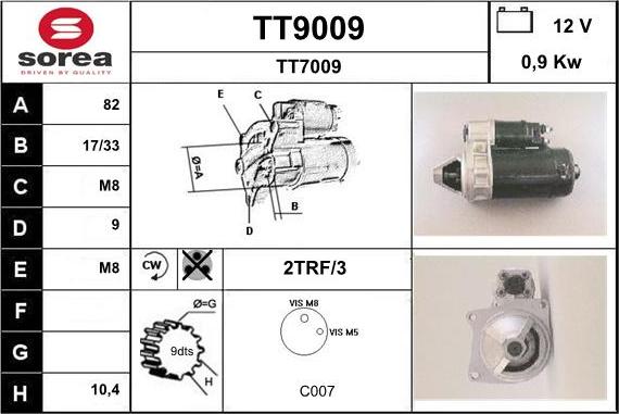 SNRA TT9009 - Motorino d'avviamento autozon.pro