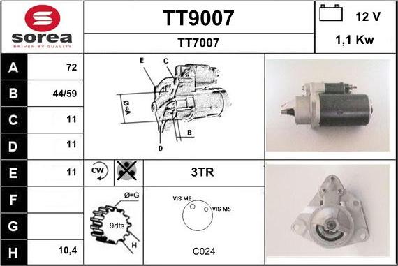 SNRA TT9007 - Motorino d'avviamento autozon.pro