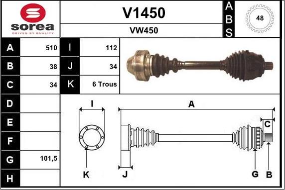 SNRA V1450 - Albero motore / Semiasse autozon.pro