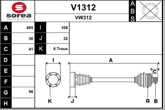 SNRA V1312 - Albero motore / Semiasse autozon.pro