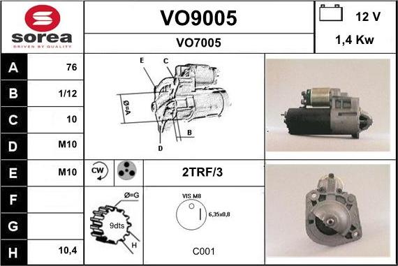 SNRA VO9005 - Motorino d'avviamento autozon.pro